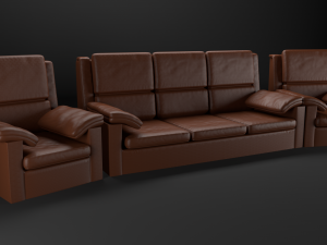 sofa leather realistic 3d 3D Model