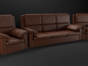 sof&aacute; de couro realista 3d Modelo 3D