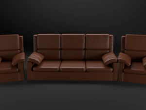 sof&aacute; de couro realista 3d Modelo 3D