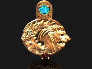 lion and dragon dance pendant Model 3D