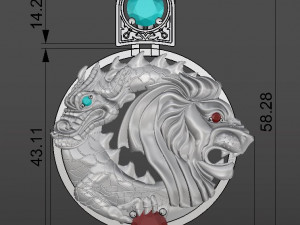 lion and dragon dance pendant Model 3D