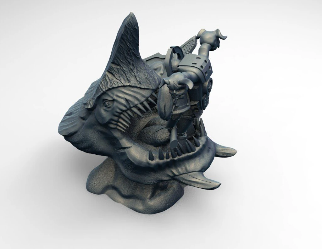 Warrior and monster 3D Print Model .c4d .max .obj .3ds .fbx .stl .blend 