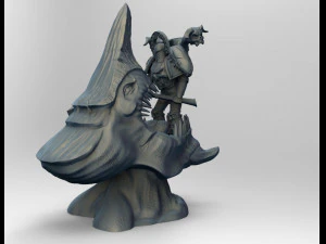 Warrior and monster 3D Print Model
