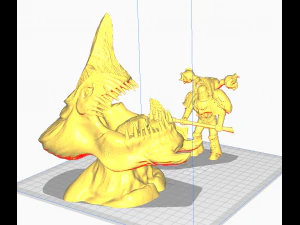 Warrior and monster 3D Print Model