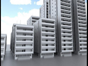 residential building set 3D 모델