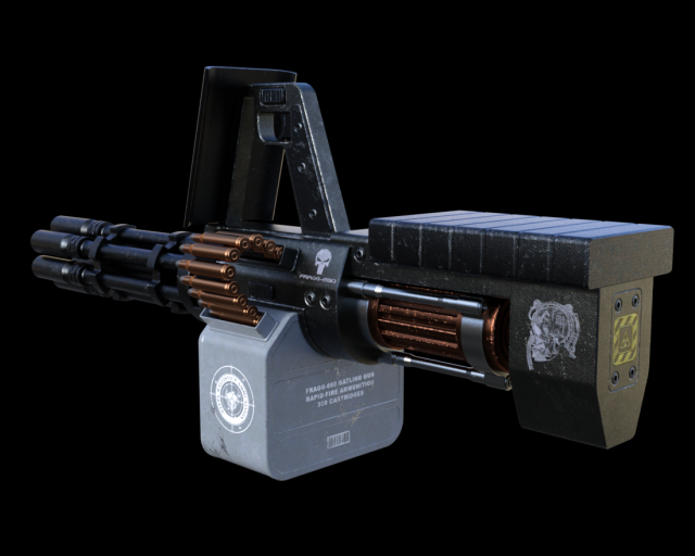 gatling 3D Модель .c4d .max .obj .3ds .fbx .stl .blend 