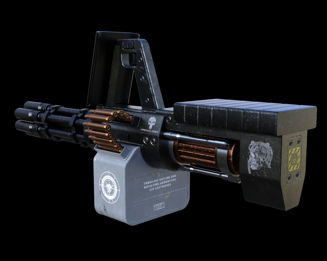 gatling 3D Model .c4d .max .obj .3ds .fbx .stl .blend 