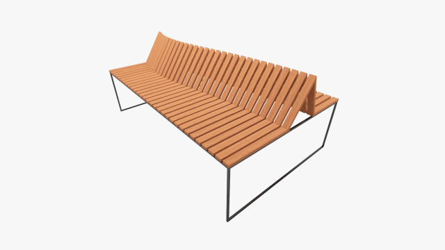 wooden and metal bench 3D Model .c4d .max .obj .3ds .fbx .stl .blend 