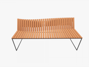 wooden and metal bench 3D Model