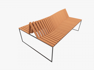 wooden and metal bench 3D Model