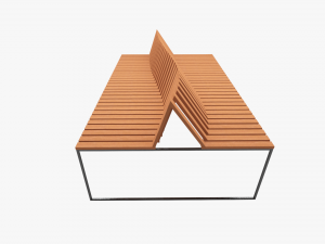 wooden and metal bench 3D Model