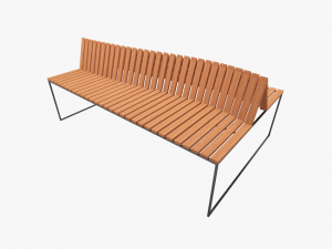 wooden and metal bench 3D Model