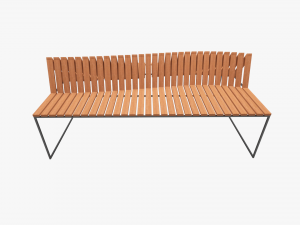 wooden and metal bench 3D Model
