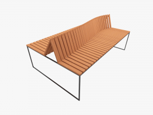 wooden and metal bench 3D Model