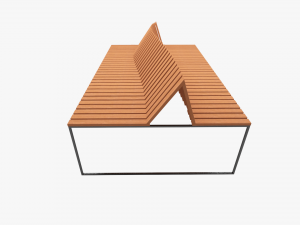 wooden and metal bench 3D Model