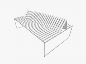 wooden and metal bench 3D Model