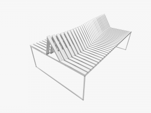 wooden and metal bench 3D Model