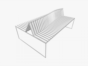 wooden and metal bench 3D Model
