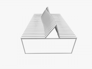 wooden and metal bench 3D Model