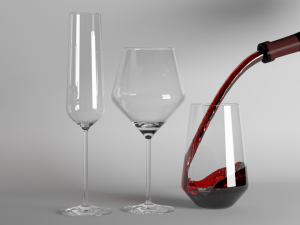 red wine and champagne glasses 3D Model