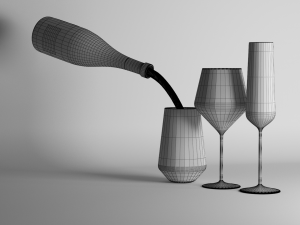 red wine and champagne glasses Modelo 3D