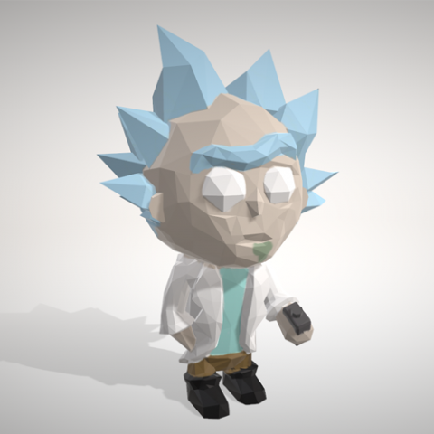 rick sanchez - lowpolypop collection figurine - by objoy 3D Print Model .c4d .max .obj .3ds .fbx .stl .blend 