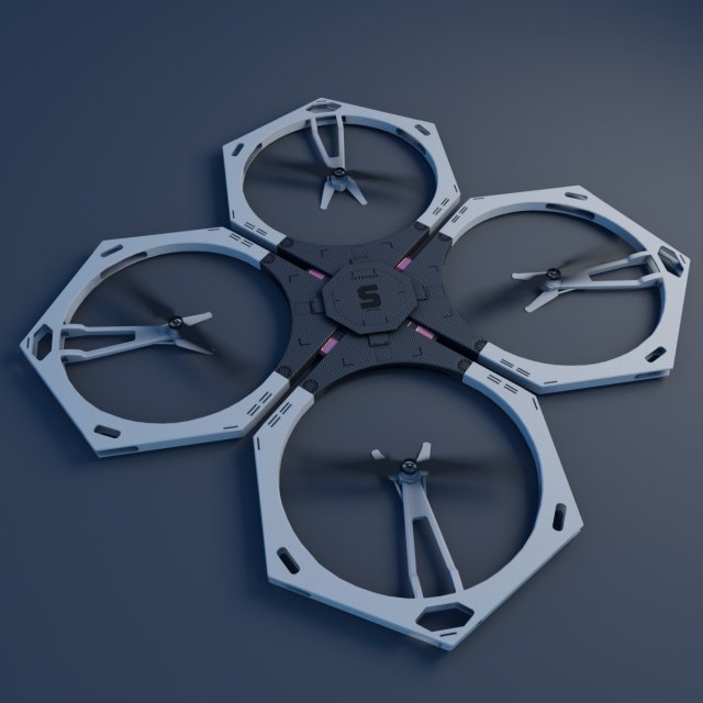 gray drone Modelo 3D .c4d .max .obj .3ds .fbx .stl .blend 