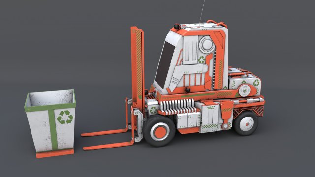 sci-fi forklift 3D मॉडल .c4d .max .obj .3ds .fbx .stl .blend 