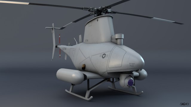 unmanned helicopter Modello 3D .c4d .max .obj .3ds .fbx .stl .blend 