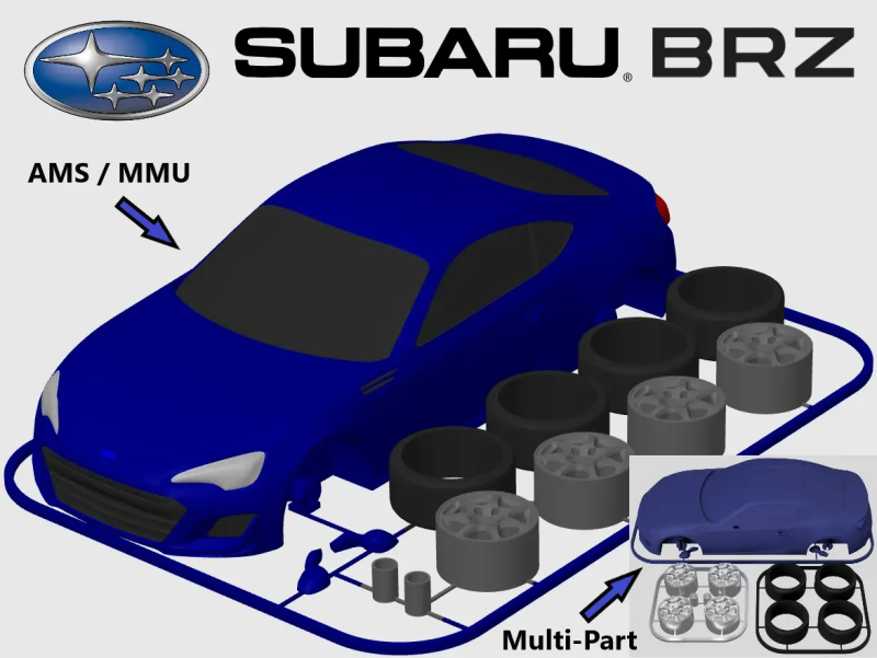 Subaru BRZ print model 3D Print Model .c4d .max .obj .3ds .fbx .stl .blend