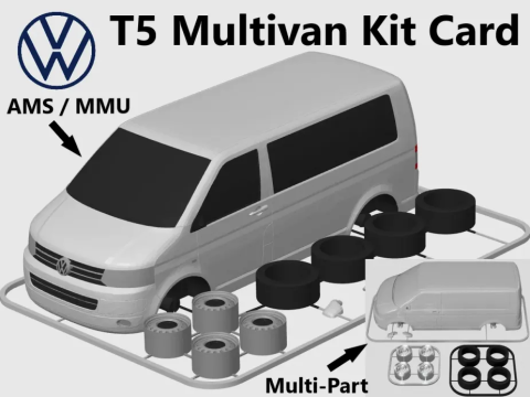 Printable Volkswagen T5 Transporter 3D printmodel