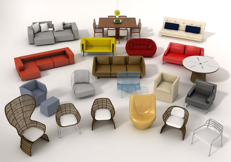 家具模型包 3D 模型 .c4d .max .obj .3ds .fbx .stl .blend 