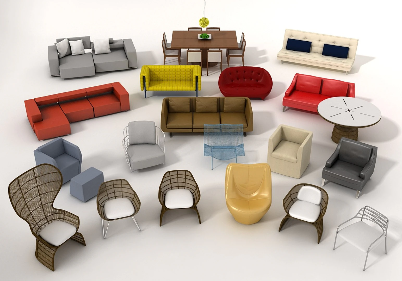 Furniture Model pack 3D Model .c4d .max .obj .3ds .fbx .stl .blend