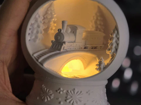 Snow globe winter train 3D Print Model