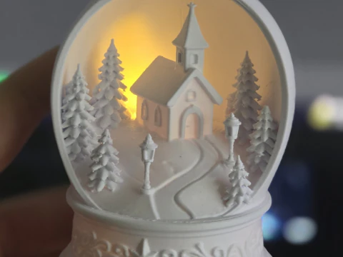 Snow globe snowy chapel 3D Print Model