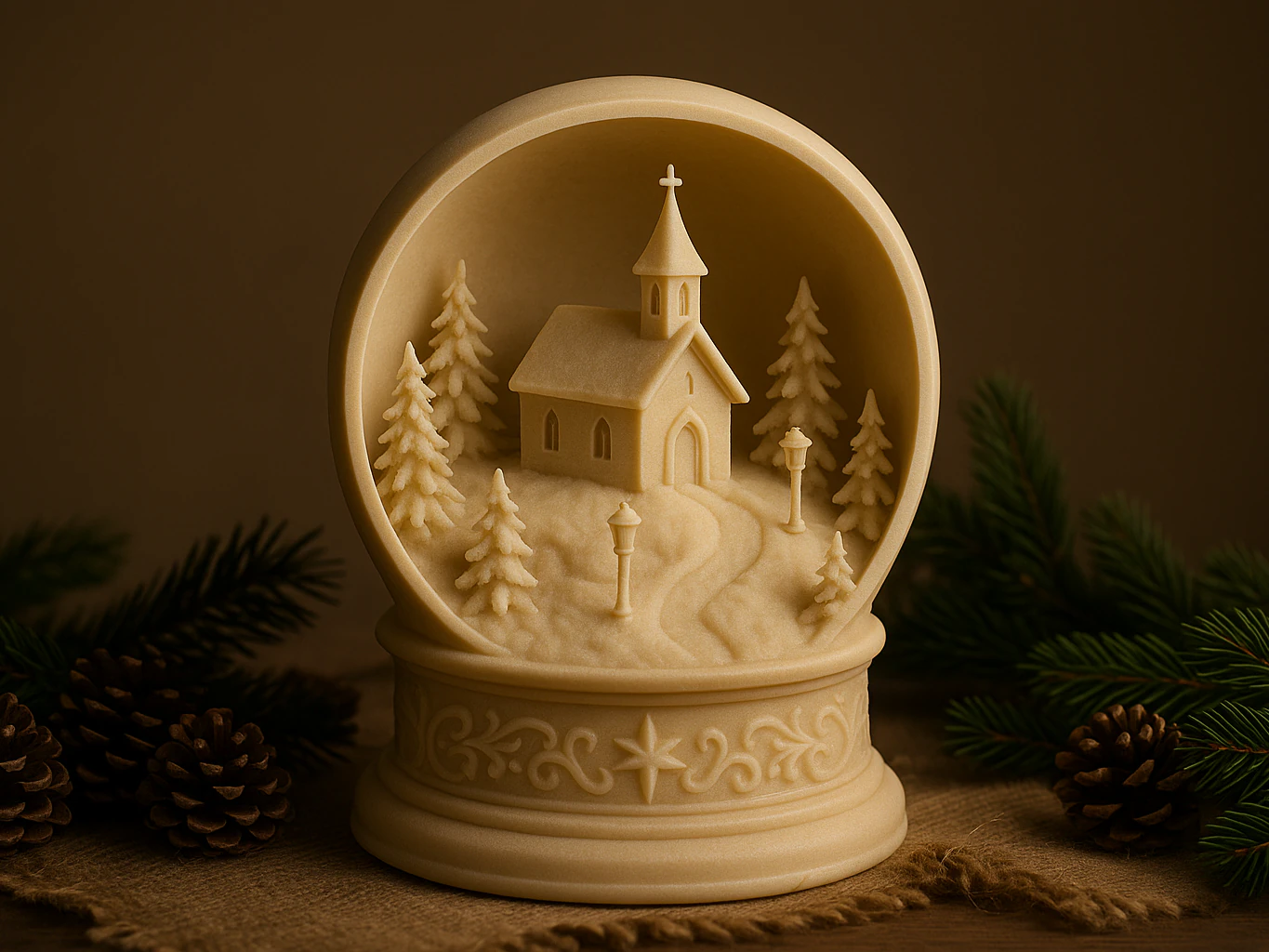 Snow globe snowy chapel 3D Print Model .c4d .max .obj .3ds .fbx .stl .blend
