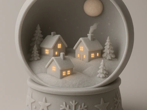 Snow globe Winter Village 3D Print Model