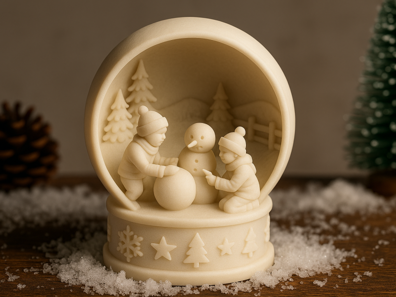 Снежный шар Дети лепят снеговика 3D Принт Модель .c4d .max .obj .3ds .fbx .stl .blend