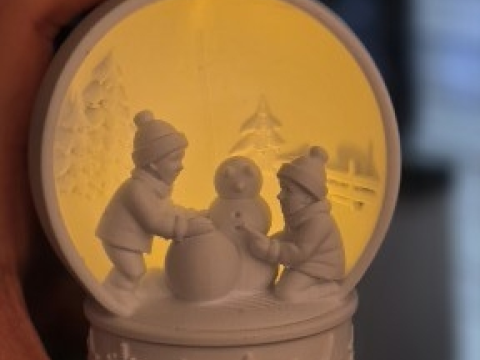 Снежный шар Дети лепят снеговика 3D Принт Модель