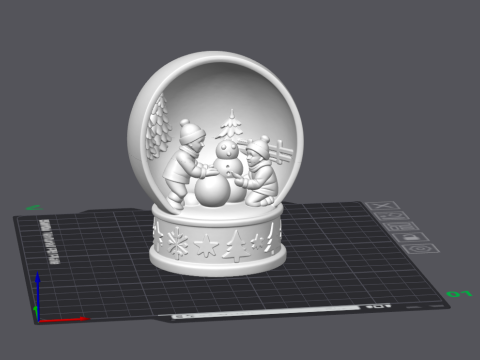 Снежный шар Дети лепят снеговика 3D Принт Модель