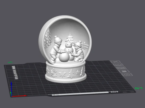 Snow globe Children Building a Snowman 3D Print Model