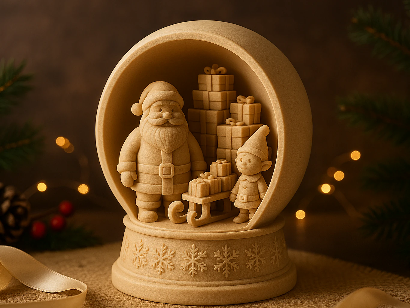Santa Claus Snowglobe 3D Print Model .c4d .max .obj .3ds .fbx .stl .blend
