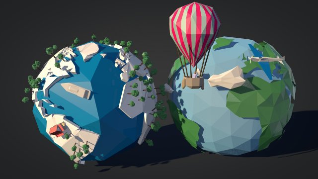 low-poly-earth pack 3D मॉडल .c4d .max .obj .3ds .fbx .stl .blend 