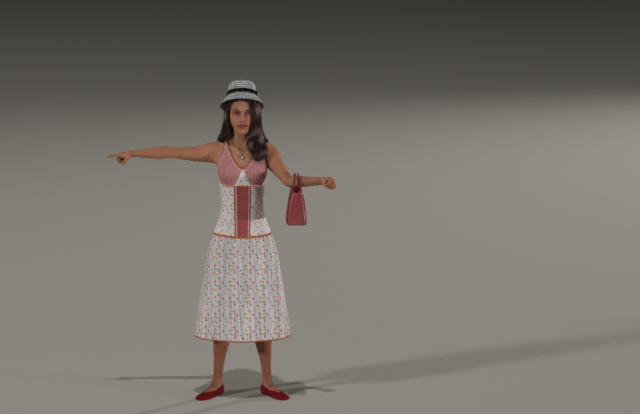 rural girl in road 3D Model .c4d .max .obj .3ds .fbx .stl .blend 