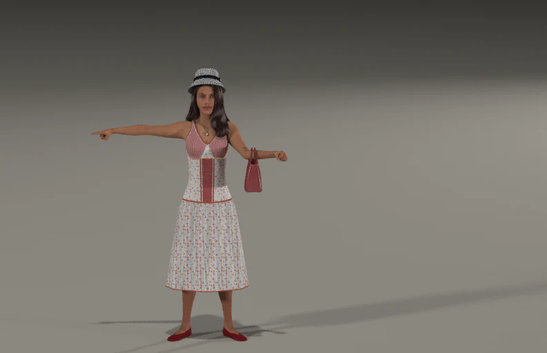 rural girl in road 3D Model .c4d .max .obj .3ds .fbx .stl .blend 