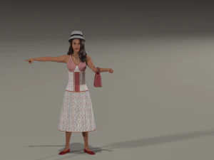 路上的农村女孩 3D 模型