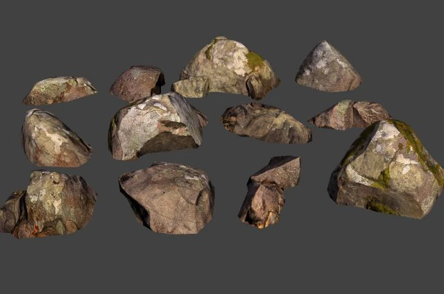 pequenas pedras rochosas lowpoly Modelo 3D .c4d .max .obj .3ds .fbx .stl .blend