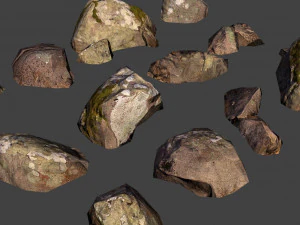 pequenas pedras rochosas lowpoly Modelo 3D