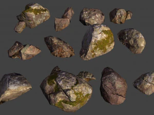 pequenas pedras rochosas lowpoly Modelo 3D