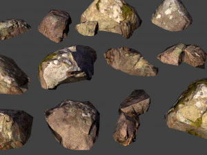 pequenas pedras rochosas lowpoly Modelo 3D